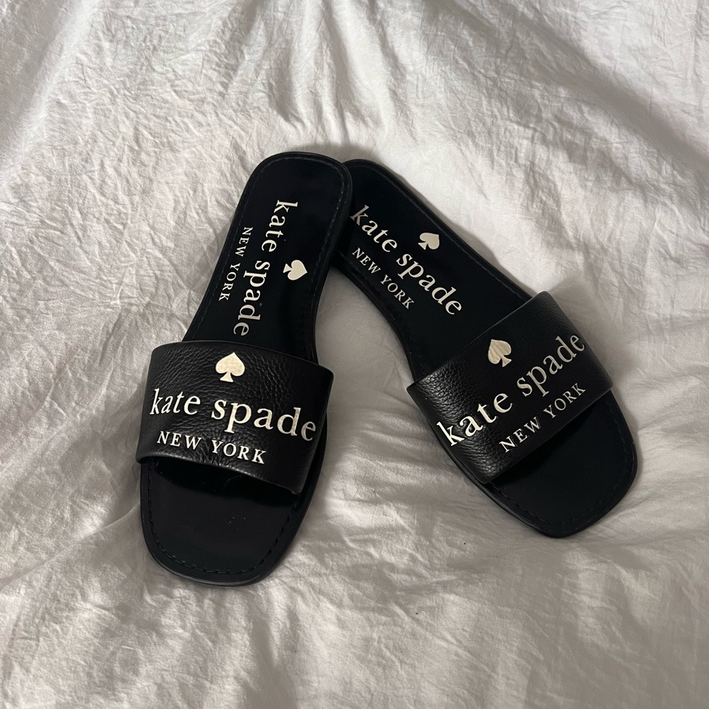 Kate Spade Black Logo Slide Sandals